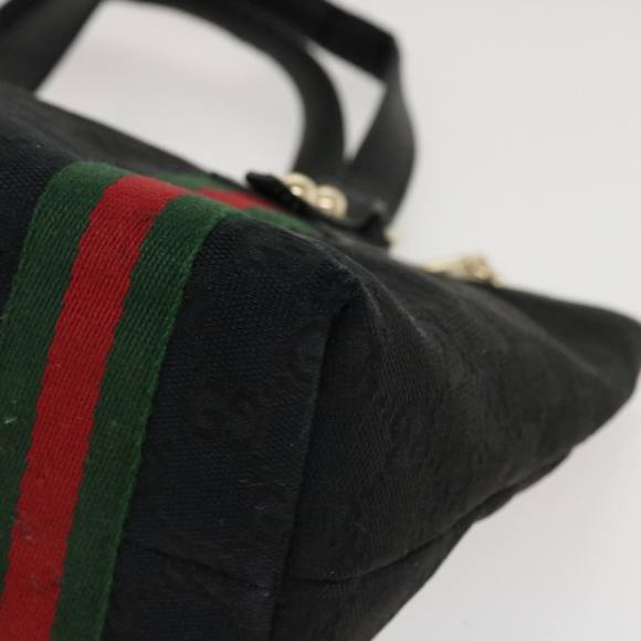 GUCCI Web Sherry Line GG Canvas Hand Bag Black Green Red 213048 Auth rd4507 - Picture 16 of 16